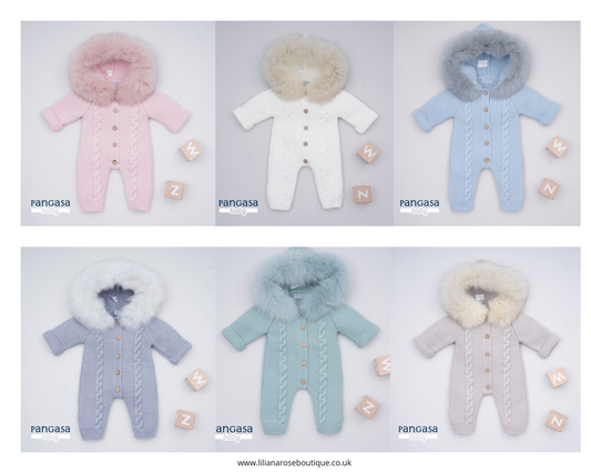 Pangasa Cable Knit Natural Pramsuit - In Stock 12months