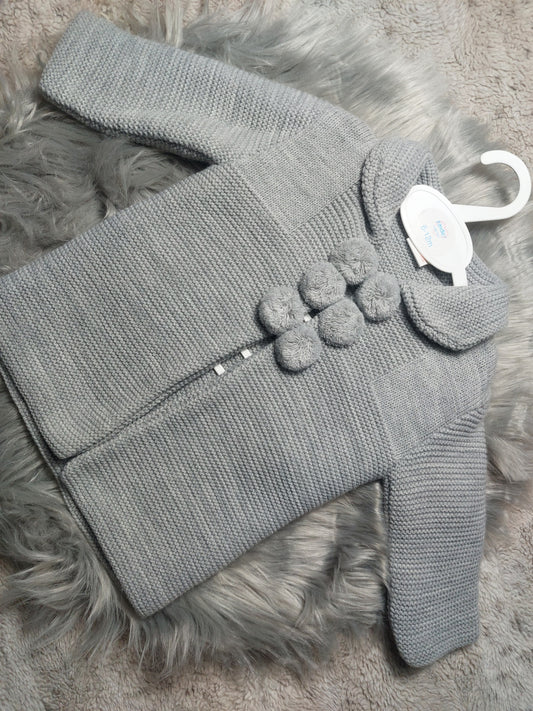 Kinder thick knitted pom jacket  6-12m