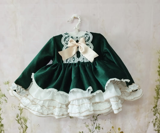 Liliana Rose Exclusive Bottle Green Puffball Dress - in stock 18m