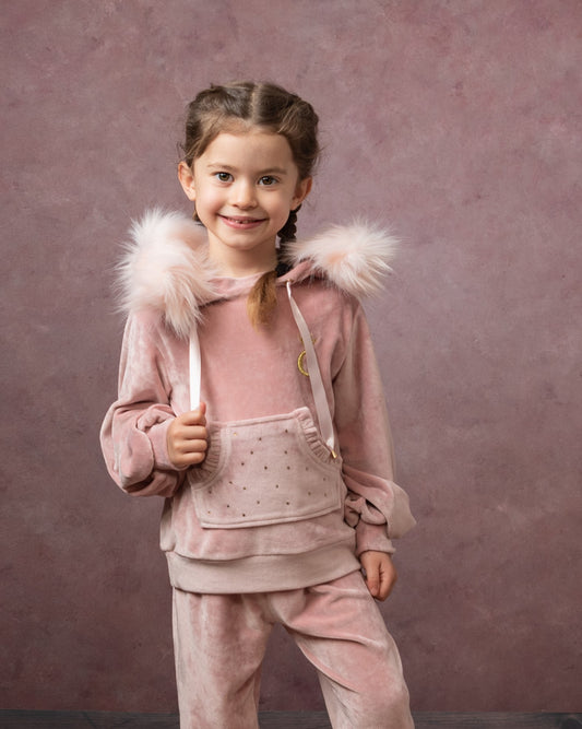 Caramelo girls pink velour tracksuit