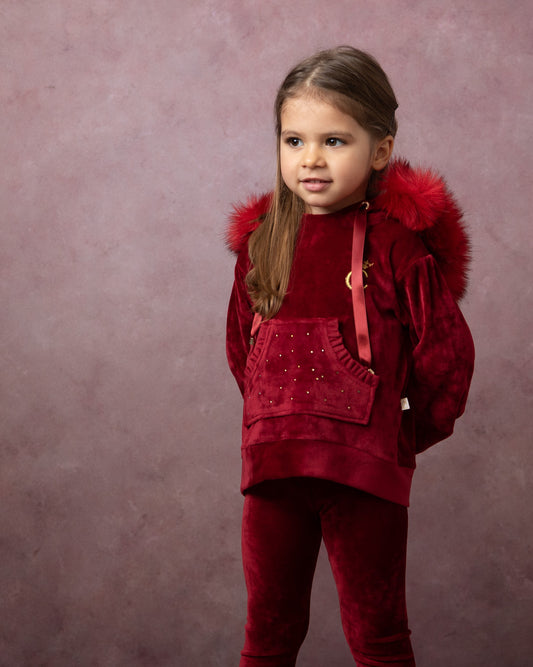 Caramelo girls red velour tracksuit