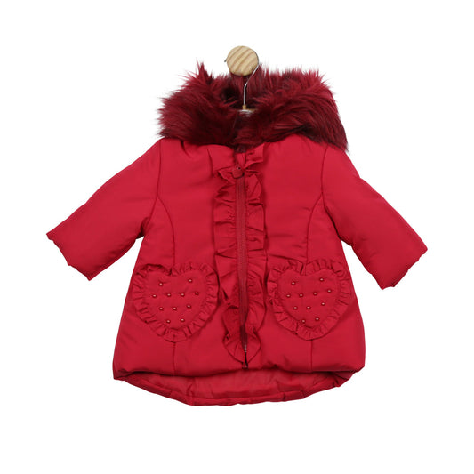 Mintini Baby Girls Red Heart Pocket Coat 6m/9m/18m