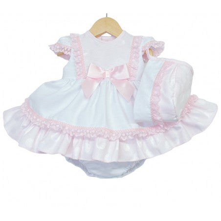 Wee Me White And Pink Puffball Dress Set