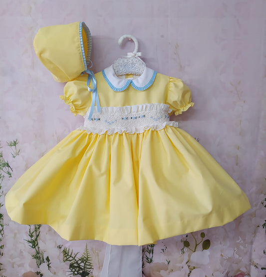 Exclusive Yellow & Blue Smocked Dress - in stock