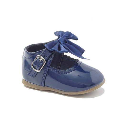 Mary Jane Shoes With Bow - Navy UK 8