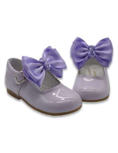 Spanish Leather Mary Jane Hard Sole Shoes Lilac in stock - EU 33