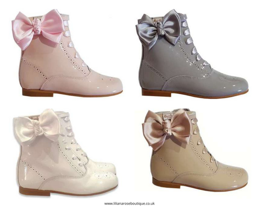 Bambi Spanish Leather Side Bow Boots - 4 Colours