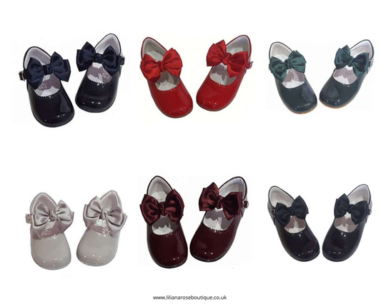 Bambi Mary Jane Butterfly Bow Patent Leather Shoes - 6 Colours